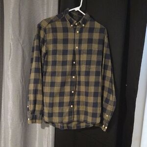 H&M Blue and Tan Plaid Button-Down Shirt